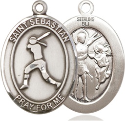 [8183SS] Sterling Silver Saint Sebastian  Softball Medal