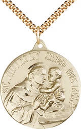 [0203DGF/24G] 14kt Gold Filled Saint Anthony Pendant on a 24 inch Gold Plate Heavy Curb chain