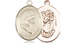 [8184GF] 14kt Gold Filled Saint Christopher Surfing Medal