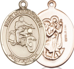 [8185GF] 14kt Gold Filled Saint Christopher Motorcycle Medal