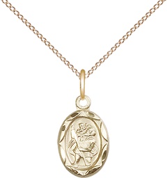 [0301CGF/18GF] 14kt Gold Filled Saint Christopher Pendant on a 18 inch Gold Filled Light Curb chain