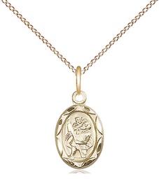 [0301CGF/18GF] 14kt Gold Filled Saint Christopher Pendant on a 18 inch Gold Filled Light Curb chain