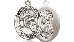 [8185SS] Sterling Silver Saint Christopher Motorcycle Medal