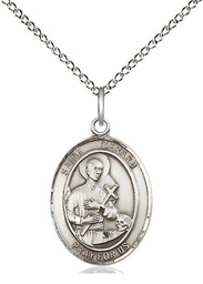 [8042SS/18SS] Sterling Silver Saint Gerard Majella Pendant on a 18 inch Sterling Silver Light Curb chain