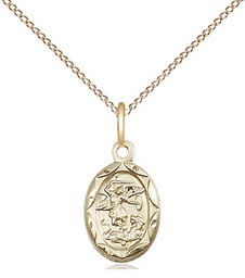 [0301RGF/18GF] 14kt Gold Filled Saint Michael the Archangel Pendant on a 18 inch Gold Filled Light Curb chain