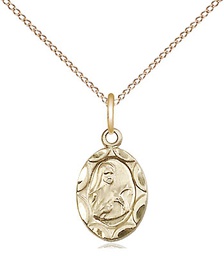 [0301TGF/18GF] 14kt Gold Filled Saint Theresa Pendant on a 18 inch Gold Filled Light Curb chain