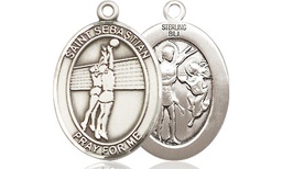 [8186SS] Sterling Silver Saint Sebastian Volleyball Medal
