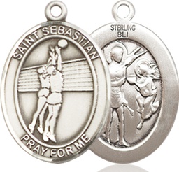 [8186SS] Sterling Silver Saint Sebastian Volleyball Medal