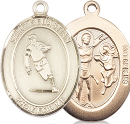 [8187GF] 14kt Gold Filled Saint Sebastian Rugby Medal