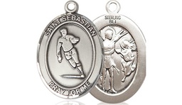 [8187SS] Sterling Silver Saint Sebastian Rugby Medal