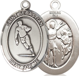 [8187SS] Sterling Silver Saint Sebastian Rugby Medal