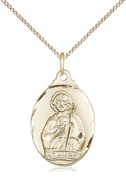 [0599JGF/18GF] 14kt Gold Filled Saint Jude Pendant on a 18 inch Gold Filled Light Curb chain