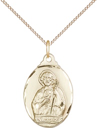 [0599JGF/18GF] 14kt Gold Filled Saint Jude Pendant on a 18 inch Gold Filled Light Curb chain