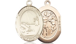 [8188GF] 14kt Gold Filled Saint Sebastian Fishing Medal