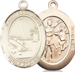 [8188GF] 14kt Gold Filled Saint Sebastian Fishing Medal