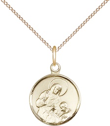 [0601AGF/18GF] 14kt Gold Filled Saint Ann Pendant on a 18 inch Gold Filled Light Curb chain