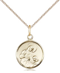 [0601AGF/18GF] 14kt Gold Filled Saint Ann Pendant on a 18 inch Gold Filled Light Curb chain