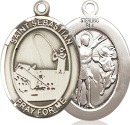 [8188SS] Sterling Silver Saint Sebastian Fishing Medal