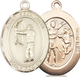 [8189GF] 14kt Gold Filled Saint Sebastian Archery Medal