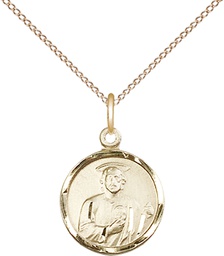 [0601JGF/18GF] 14kt Gold Filled Saint Jude Pendant on a 18 inch Gold Filled Light Curb chain