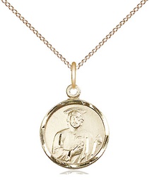 [0601JGF/18GF] 14kt Gold Filled Saint Jude Pendant on a 18 inch Gold Filled Light Curb chain