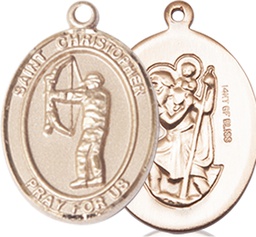 [8190GF] 14kt Gold Filled Saint Christopher Archery Medal