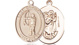 [8190GF] 14kt Gold Filled Saint Christopher Archery Medal