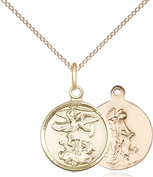 [0601RGF/18GF] 14kt Gold Filled Saint Michael the Archangel Pendant on a 18 inch Gold Filled Light Curb chain