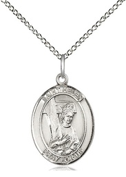 [8043SS/18SS] Sterling Silver Saint Helen Pendant on a 18 inch Sterling Silver Light Curb chain