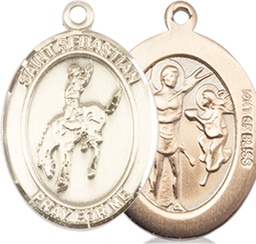 [8191GF] 14kt Gold Filled Saint Sebastian Rodeo Medal