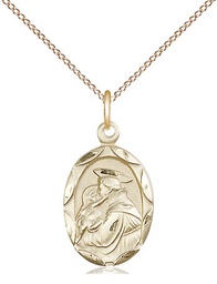 [0612DGF/18GF] 14kt Gold Filled Saint Anthony of Padua Pendant on a 18 inch Gold Filled Light Curb chain