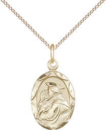 [0612DGF/18GF] 14kt Gold Filled Saint Anthony of Padua Pendant on a 18 inch Gold Filled Light Curb chain