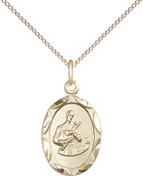 [0612GGF/18GF] 14kt Gold Filled Saint Gerard Pendant on a 18 inch Gold Filled Light Curb chain