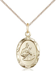 [0612GGF/18GF] 14kt Gold Filled Saint Gerard Pendant on a 18 inch Gold Filled Light Curb chain