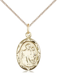 [0612KGF/18GF] 14kt Gold Filled Saint Joseph Pendant on a 18 inch Gold Filled Light Curb chain