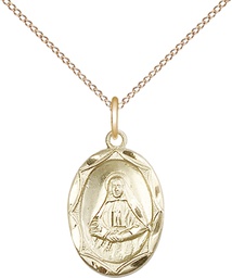 [0612OGF/18GF] 14kt Gold Filled Saint Frances Cabrini Pendant on a 18 inch Gold Filled Light Curb chain