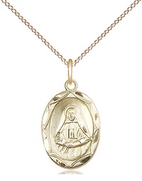 [0612OGF/18GF] 14kt Gold Filled Saint Frances Cabrini Pendant on a 18 inch Gold Filled Light Curb chain