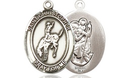 [8192SS] Sterling Silver Saint Christopher Rodeo Medal