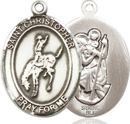 [8192SS] Sterling Silver Saint Christopher Rodeo Medal