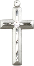 [6000SS-STN4] Sterling Silver Cross Medal with a 3mm Crystal Swarovski stone