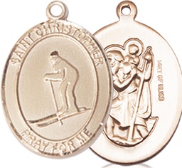 [8193GF] 14kt Gold Filled Saint Christopher Skiing Medal