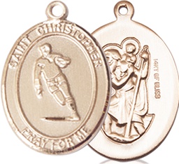 [8194GF] 14kt Gold Filled Saint Christopher Rugby Medal