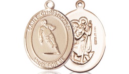 [8194GF] 14kt Gold Filled Saint Christopher Rugby Medal