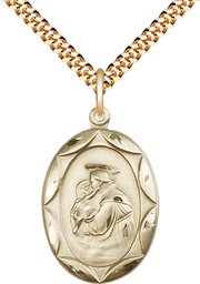 [0801DGF/24G] 14kt Gold Filled Saint Anthony Pendant on a 24 inch Gold Plate Heavy Curb chain