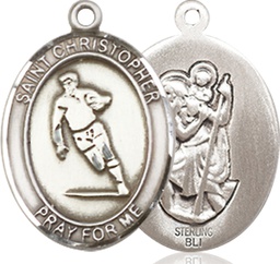 [8194SS] Sterling Silver Saint Christopher Rugby Medal