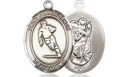 [8194SS] Sterling Silver Saint Christopher Rugby Medal