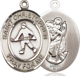 [8195SS] Sterling Silver Saint Christopher Field Hockey Medal