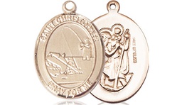 [8196GF] 14kt Gold Filled Saint Christopher Fishing Medal