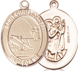 [8196GF] 14kt Gold Filled Saint Christopher Fishing Medal