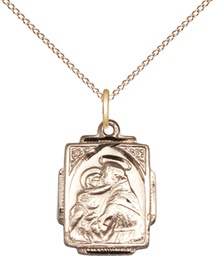 [0804DGF/18GF] 14kt Gold Filled Saint Anthony Pendant on a 18 inch Gold Filled Light Curb chain